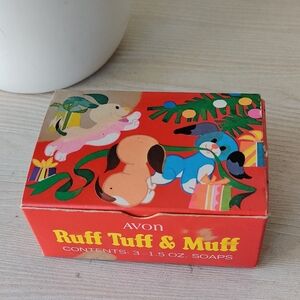 Vintage 1968 Avon Ruff, Tuff & Muff  Set of 3 puppy 1.5 oz Soaps